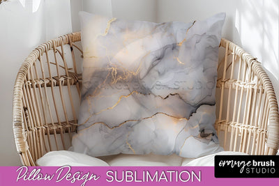 Marble Pillow Cover - Marble Texture Pillow Sublimation Sublimation OrangeBrushStudio 