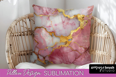 Marble Pillow Cover - Marble Texture Pillow Sublimation Sublimation OrangeBrushStudio 