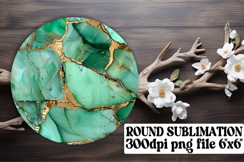 Marble Radiance Sublimation Coasters & Keychain Set - Circle Ornaments Sublimation afrosvg 