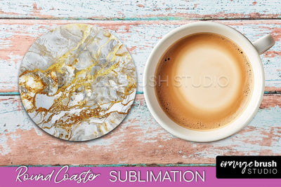 Marble Round Coaster Sublimation, Marble Car Coaster Design Sublimation OrangeBrushStudio 