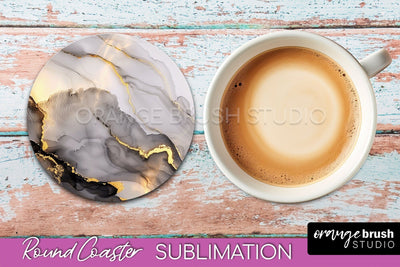 Marble Round Coaster Sublimation, Marble Car Coaster Design Sublimation OrangeBrushStudio 