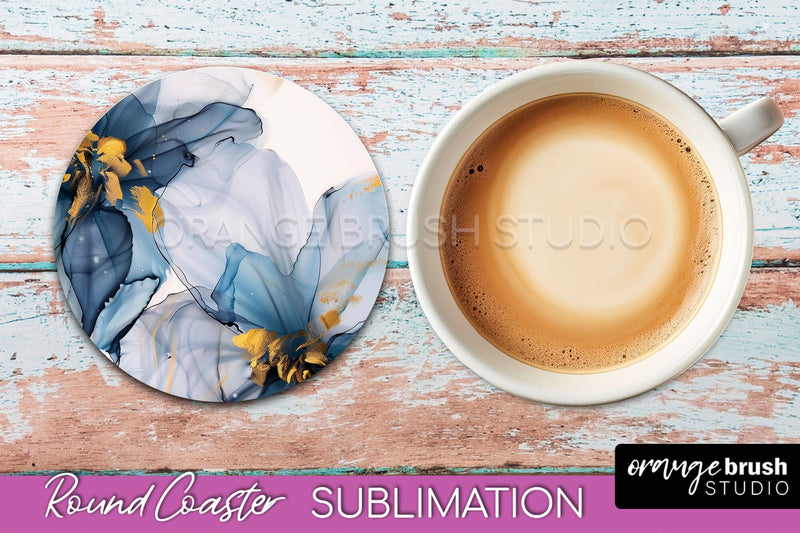 Marble Round Coaster Sublimation, Marble Car Coaster Design Sublimation OrangeBrushStudio 