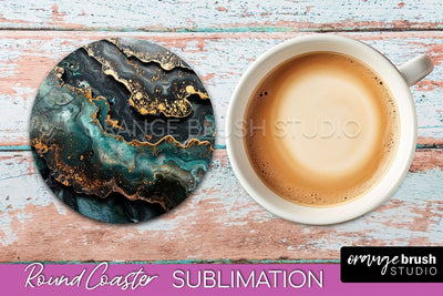 Marble Round Coaster Sublimation, Marble Car Coaster Design Sublimation OrangeBrushStudio 