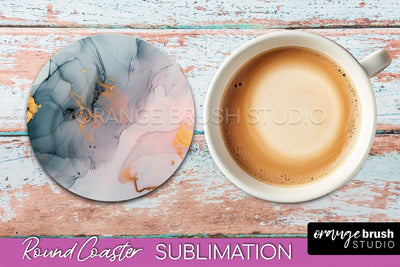 Marble Round Coaster Sublimation, Marble Car Coaster Design Sublimation OrangeBrushStudio 