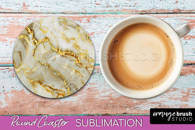 Marble Round Coaster Sublimation, Marble Car Coaster Design Sublimation OrangeBrushStudio 