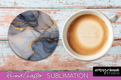 Marble Round Coaster Sublimation, Marble Car Coaster Design Sublimation OrangeBrushStudio 