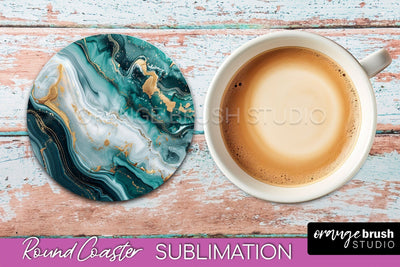 Marble Round Coaster Sublimation, Marble Car Coaster Design Sublimation OrangeBrushStudio 