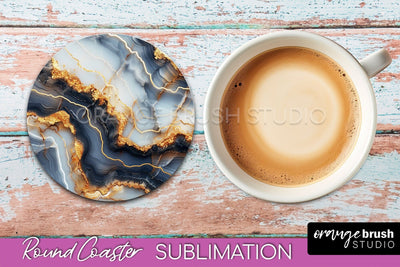 Marble Round Coaster Sublimation, Marble Car Coaster Design Sublimation OrangeBrushStudio 