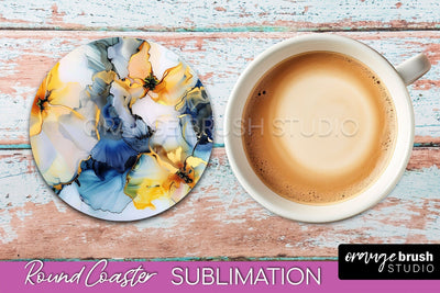 Marble Round Coaster Sublimation, Marble Car Coaster Design Sublimation OrangeBrushStudio 