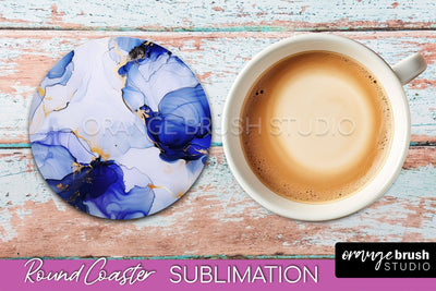 Marble Round Coaster Sublimation, Marble Car Coaster Design Sublimation OrangeBrushStudio 
