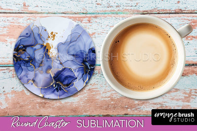 Marble Round Coaster Sublimation, Marble Car Coaster Design Sublimation OrangeBrushStudio 