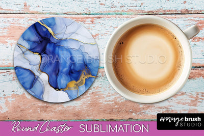 Marble Round Coaster Sublimation, Marble Car Coaster Design Sublimation OrangeBrushStudio 