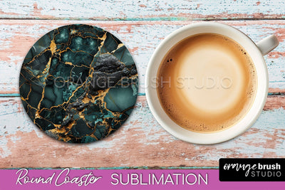 Marble Round Coaster Sublimation, Marble Car Coaster Design Sublimation OrangeBrushStudio 