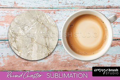 Marble Round Coaster Sublimation, Marble Car Coaster Design Sublimation OrangeBrushStudio 