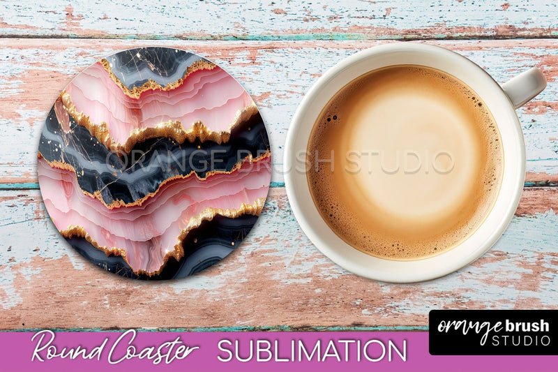 Marble Round Coaster Sublimation, Marble Car Coaster Design Sublimation OrangeBrushStudio 