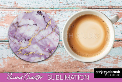 Marble Round Coaster Sublimation, Marble Car Coaster Design Sublimation OrangeBrushStudio 