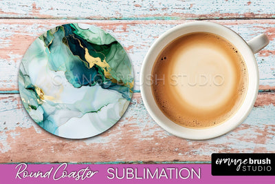 Marble Round Coaster Sublimation, Marble Car Coaster Design Sublimation OrangeBrushStudio 