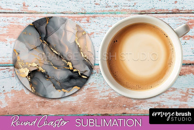 Marble Round Coaster Sublimation, Marble Car Coaster Design Sublimation OrangeBrushStudio 