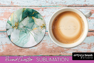 Marble Round Coaster Sublimation, Marble Car Coaster Design Sublimation OrangeBrushStudio 