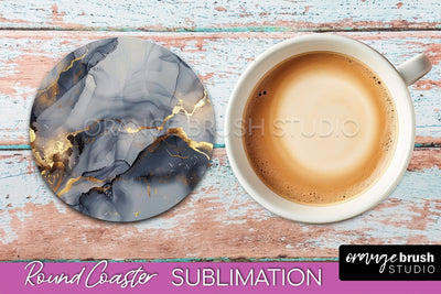 Marble Round Coaster Sublimation, Marble Car Coaster Design Sublimation OrangeBrushStudio 