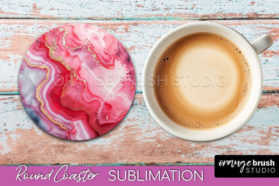 Marble Round Coaster Sublimation, Marble Car Coaster Design Sublimation OrangeBrushStudio 