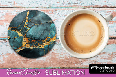 Marble Round Coaster Sublimation, Marble Car Coaster Design Sublimation OrangeBrushStudio 