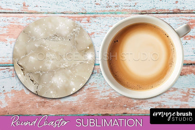 Marble Round Coaster Sublimation, Marble Car Coaster Design Sublimation OrangeBrushStudio 