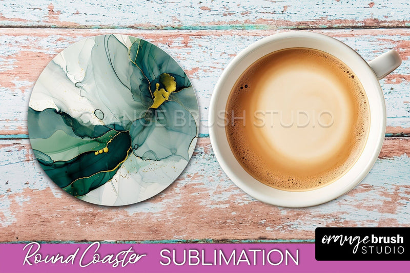 Marble Round Coaster Sublimation, Marble Car Coaster Design Sublimation OrangeBrushStudio 