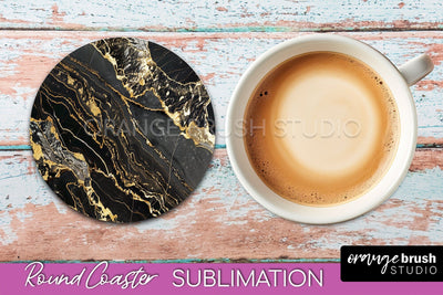 Marble Round Coaster Sublimation, Marble Car Coaster Design Sublimation OrangeBrushStudio 