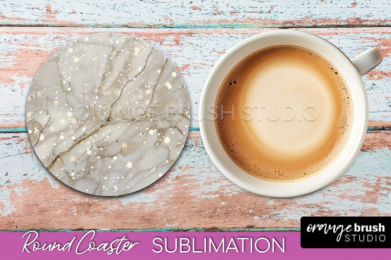 Marble Round Coaster Sublimation, Marble Car Coaster Design Sublimation OrangeBrushStudio 