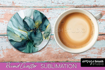 Marble Round Coaster Sublimation, Marble Car Coaster Design Sublimation OrangeBrushStudio 