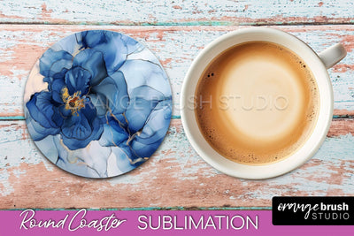 Marble Round Coaster Sublimation, Marble Car Coaster Design Sublimation OrangeBrushStudio 