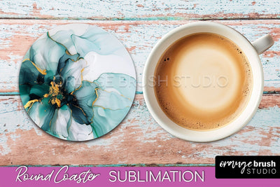 Marble Round Coaster Sublimation, Marble Car Coaster Design Sublimation OrangeBrushStudio 
