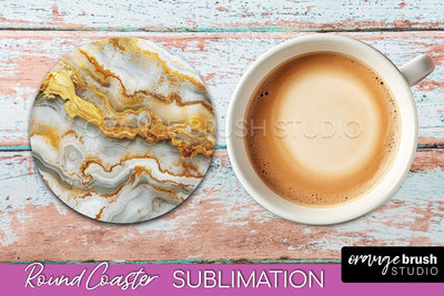 Marble Round Coaster Sublimation, Marble Car Coaster Design Sublimation OrangeBrushStudio 