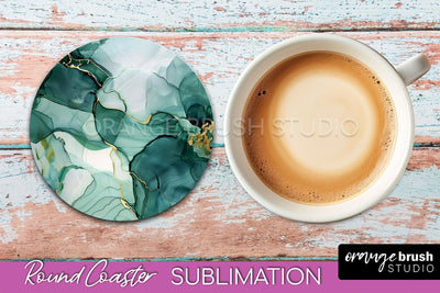 Marble Round Coaster Sublimation, Marble Car Coaster Design Sublimation OrangeBrushStudio 