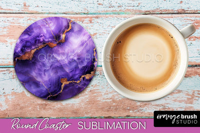Marble Round Coaster Sublimation, Marble Car Coaster Design Sublimation OrangeBrushStudio 