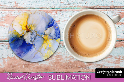 Marble Round Coaster Sublimation, Marble Car Coaster Design Sublimation OrangeBrushStudio 
