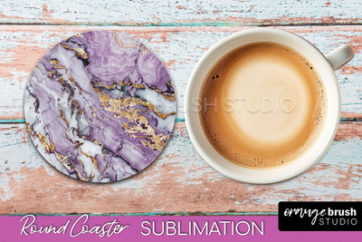 Marble Round Coaster Sublimation, Marble Car Coaster Design Sublimation OrangeBrushStudio 
