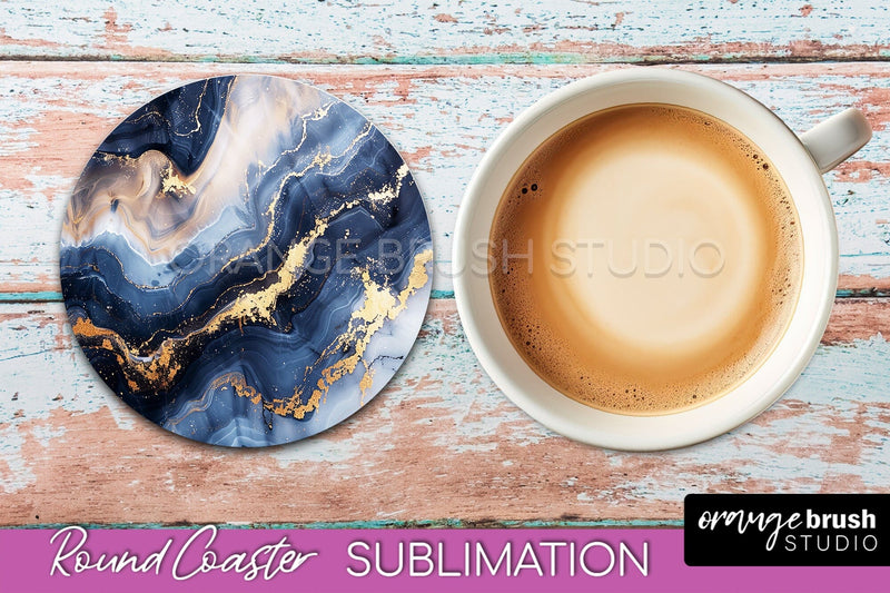 Marble Round Coaster Sublimation, Marble Car Coaster Design Sublimation OrangeBrushStudio 