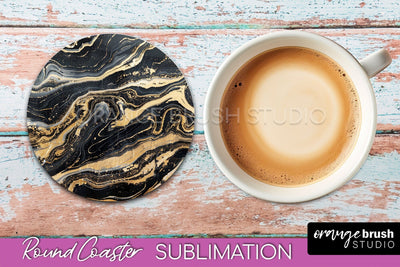 Marble Round Coaster Sublimation, Marble Car Coaster Design Sublimation OrangeBrushStudio 