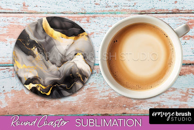 Marble Round Coaster Sublimation, Marble Car Coaster Design Sublimation OrangeBrushStudio 