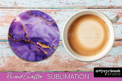 Marble Round Coaster Sublimation, Marble Car Coaster Design Sublimation OrangeBrushStudio 
