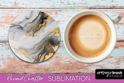 Marble Round Coaster Sublimation, Marble Car Coaster Design Sublimation OrangeBrushStudio 