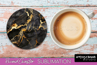 Marble Round Coaster Sublimation, Marble Car Coaster Design Sublimation OrangeBrushStudio 