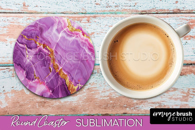 Marble Round Coaster Sublimation, Marble Car Coaster Design Sublimation OrangeBrushStudio 