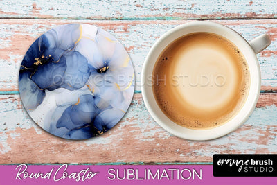 Marble Round Coaster Sublimation, Marble Car Coaster Design Sublimation OrangeBrushStudio 