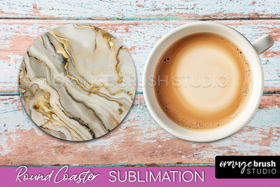 Marble Round Coaster Sublimation, Marble Car Coaster Design Sublimation OrangeBrushStudio 