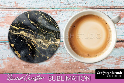 Marble Round Coaster Sublimation, Marble Car Coaster Design Sublimation OrangeBrushStudio 