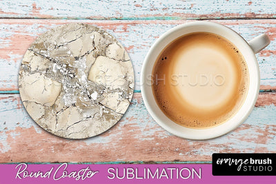 Marble Round Coaster Sublimation, Marble Car Coaster Design Sublimation OrangeBrushStudio 