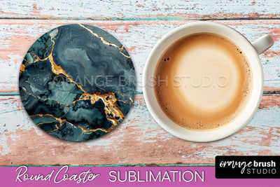 Marble Round Coaster Sublimation, Marble Car Coaster Design Sublimation OrangeBrushStudio 